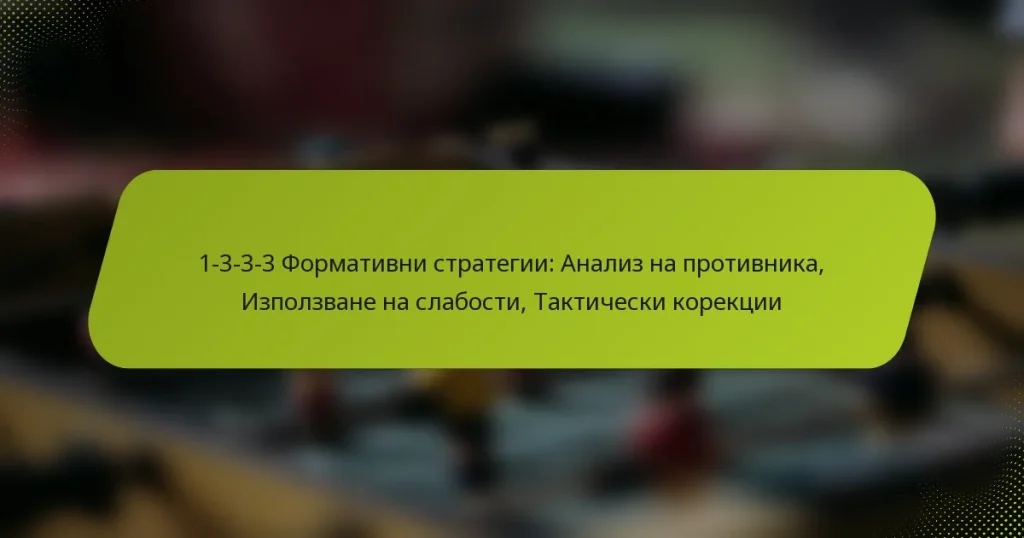 1-3-3-3 Формативни стратегии: Анализ на противника, Използване на слабости, Тактически корекции