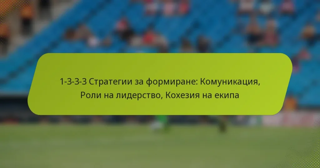 1-3-3-3 Стратегии за формиране: Комуникация, Роли на лидерство, Кохезия на екипа